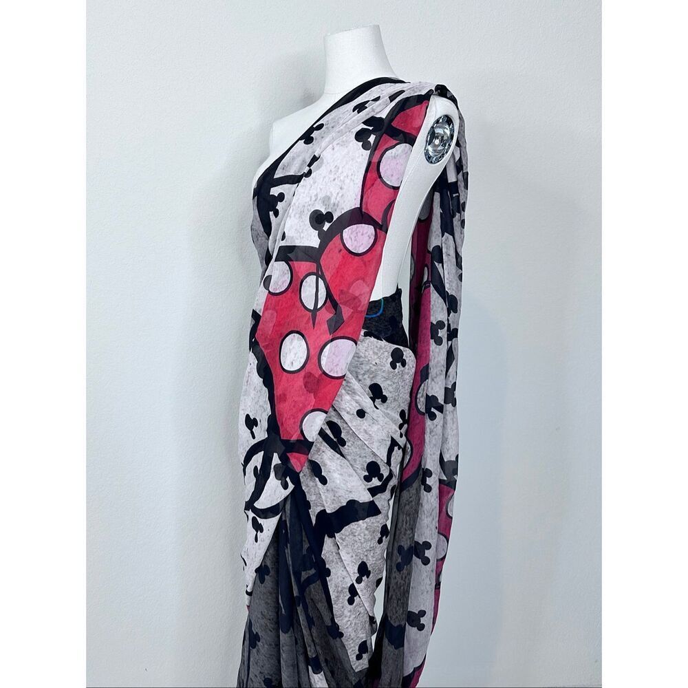 Disney x Satya Paul NWT Minnie Mouse Georgette Saree Wrap Scarf Rare Collectible - Picture 3 of 16